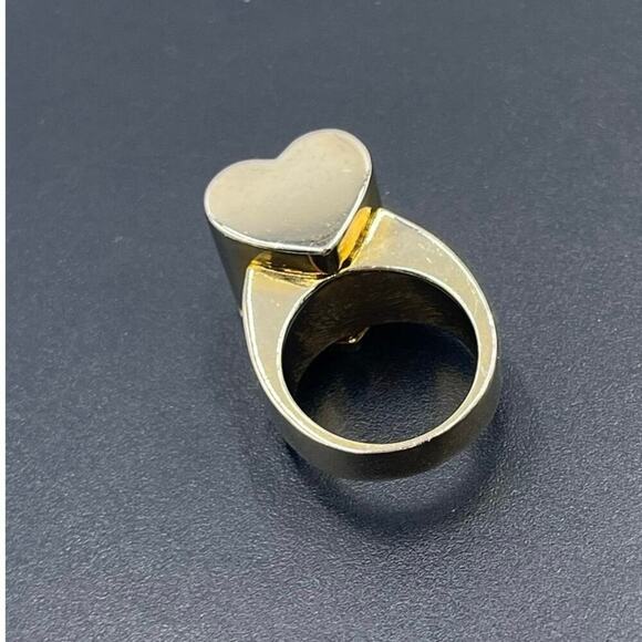 Juicy Couture RARE Vintage Enamel‎ Heart Compartment Gold Tone Ring Sz 7 - Picture 7 of 9